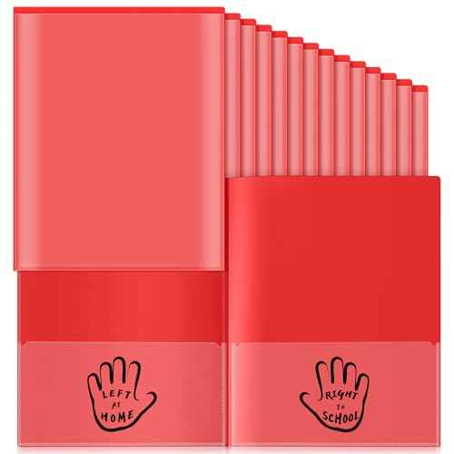 Henoyso 48 Pcs Plastic Parent Teacher Communication Folder with 2 Pockets Take Home Folders with Clear Heavy Duty Pocket Fit Letter Size for School Students Teacher Home, 11.8¡¿9.45 Inch(Red)