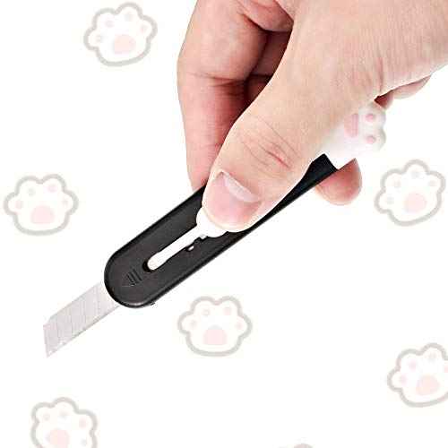 Honoson 6 Pcs Cute Box Cutter Utility Retractable Knives Cartoon Cat Lovely Paw Box Cutter Pointed Cute Cardboard Razor Knife for Office Envelope Opener DIY Crafts(6 Pieces)