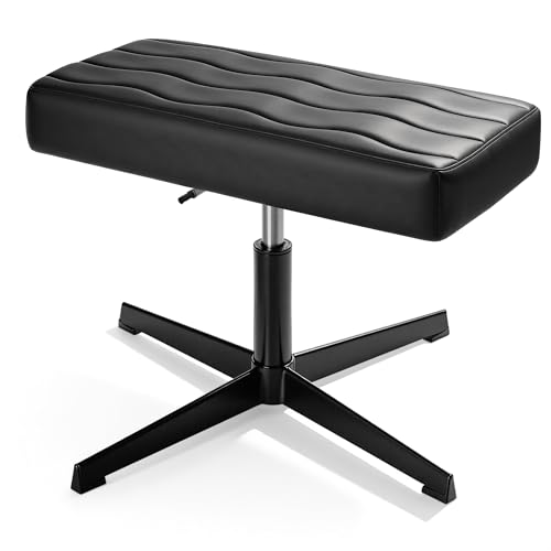 VECELO Under Desk Footrest Black – PU Ergonomic Foot Rest with Height Adjustable Support