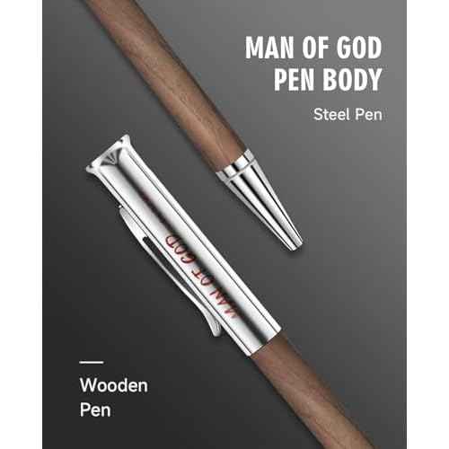 Christian Gifts for Men: Engraved Man of God Luxury Walnut Wood Rollerball Pen - Perfect Pastor Appreciation, Father's Day & Christian Graduation Gifts 5pcs (5)