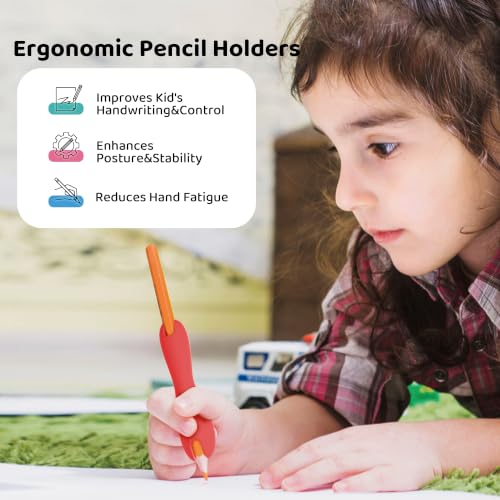ELETIUO Multicolor Silicone Pencil Holder Grips for Kids & Adults, Ergonomic Dual-Head Design