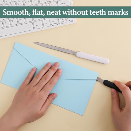 2 Pack Stainless Steel Letter Opener Envelope Slitter with Plastic Handle - Office & Home Use