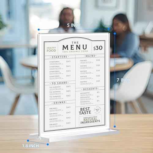 24 Pack Acrylic Sign Holder 5 x 7, Double-Sided Clear Sign Holder Plastic Stands for Display, T Shape Acrylic Table Sign Stands for Office Store Restaurants Wedding Party Decoration
