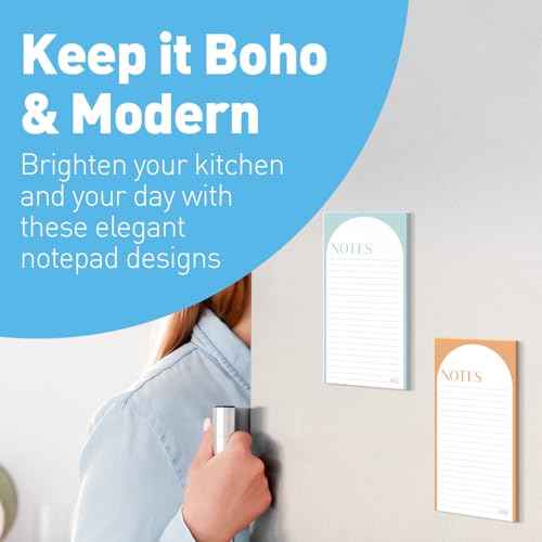 S&O Magnetic Notepads for Refrigerator 4 Pack, Sticky notes for Fridge Sets - Sticky Journals for Freezer - Magnetized memo sheets for cooler - 3.5¡± x 7¡±, 45 Pages
