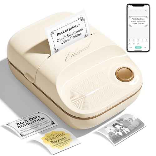 2 Inch Bluetooth Thermal Label Maker Machine - Inkless Portable Label Printer w/ App | 50x30mm Adhesive Labels for Jar, Price, Address & Mailing | Home, Kitchen, Office, School Organization (White)