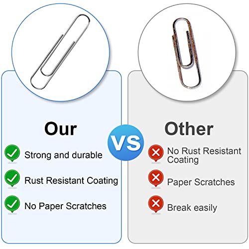 Joyberg 280 Pcs 2-Inch Large Stainless Steel Paper Clips, Silver Office Clips
