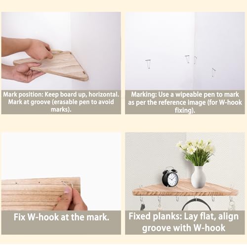 16.5in Wooden Corner Shelf with Hook for Cubicles - Office Desk Organizer