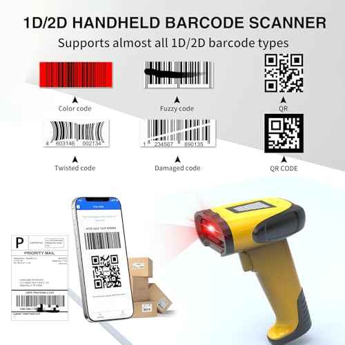 2.4GHz Wireless & Bluetooth Handheld 1D 2D Barcode Scanner, Triple Mode USB Laser Scanning Gun for Android iOS Windows, Retail Warehouse Inventory Management