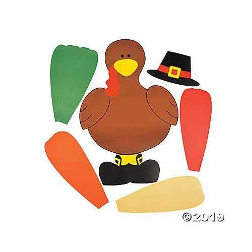Fun Express DIY Turkey Bulletin Board Set - 26 Piece Thanksgiving Classroom Decorations for Fall - 3 Feet Tall Interactive Display with Customizable Feathers | Perfect for Preschool