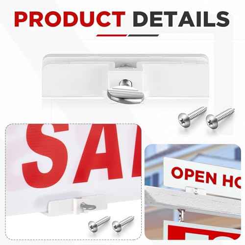 Thyle 10 Sets Real Estate Sign Holders and Rider Clips for Mounting, Including Hooks for Hanging or Attaching Signs and Riders,with Screws for Posts.