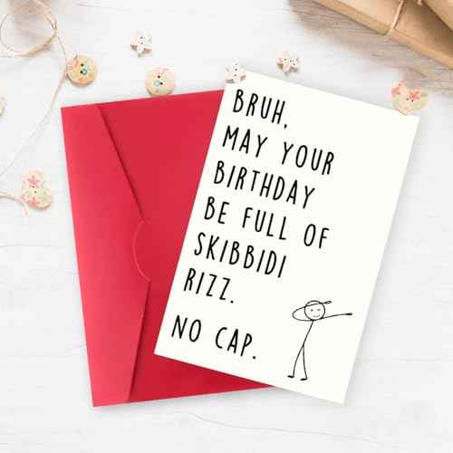 Funny Birthday Card for Boys Girls,10th 13th 14th 15th 16th 18th 21st Birthday Decorations & Gifts for Son Daughter Family Friends,10 to 30 Year Old Birthday Gifts with Gen Z Slang Meme