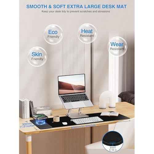 TopMade Wireless Charging Mouse Pad, Gaming Mousepad with Ultra-Smooth Surface, Non-Slip Base, Waterproof Computer Desk Pad, 31.5"x11.81" XL Large Desk Mat for MacBook, PC, Laptop