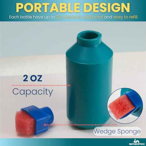 1InTheOffice Envelope Moistener, Envelope Sealer Bottle Wedge Sponge, Tipped Squeeze Bottle, Spill Proof (4 Pack)