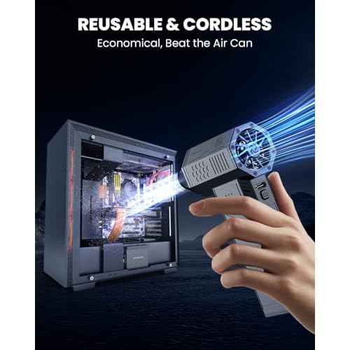 Compressed Air Dusters,Electric Air Duster,130000RPM Super Power Cordless Air Duster,3-Gear Adjustable Mini Blower ? Ultimate Cleaning for Home,Electronics,Computer,Keyboard,Outdoor and Cars
