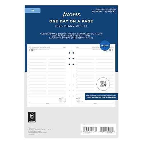 Filofax A5 day per page 5 language appointments 2026 diary 26-68515