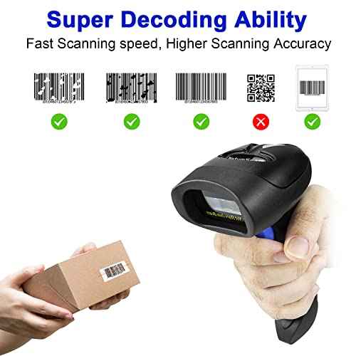 NetumScan Wireless Barcode Scanner with Stand, 2-in-1 Automatic USB Cordless 1D Barcode Reader Handheld CCD Bar Code Scanner with Stand for Store, Supermarket, Warehouse