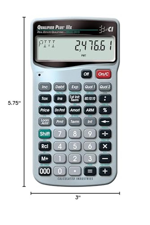 Calculated Industries 3415 Qualifier Plus IIIx Advanced Real Estate Mortgage Finance Calculator | Simple Operation | Buyer Pre-Qualifying | Solves Payments, Amortization, ARMs, Combos, FHA, VA, More