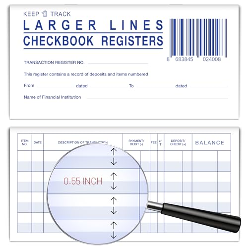 Ramist 10 Pcs Larger Lines Check Registers for Personal Checkbook 2024-2026 – 3 x 6" 26 Pages, 232 Large Lines