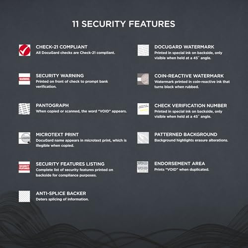 DocuGard Blue Security Check Paper - 500 Sheets, Compatible with Laser & Inkjet