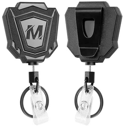 2 Pack Heavy Duty Retractable Keychain with Belt Clip Retractable ID Badge Holder Reel with 31.5¡± Steel Cord, 9.0 oz