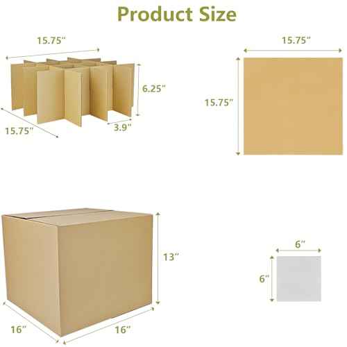 4 Sets Moving Boxes with Divider Kits,16 x 16 x 13 Inch Glassware Dish Packing Box Kitchen Moving Box Corrugate Dividers with 128 Pcs Foam Pouches,1 Pcs Tape Rolls with Dispenser(Two Layer)