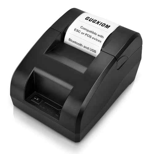 Gugxiom 58mm Thermal Receipt Printer, Portable Mini Thermal Printer, Bluetooth Receipt Imprimeur for Supermarket Restaurant Retail Sales Kitchen, Compatible with Linux/Windows/Android/iOS