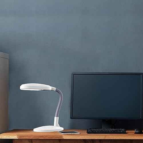 LED Desk Lamp - Sunlight Lamp with Adjustable Gooseneck Arm - Home and Office Desk Lamps Great for Reading and Crafting by Lavish Home (White)