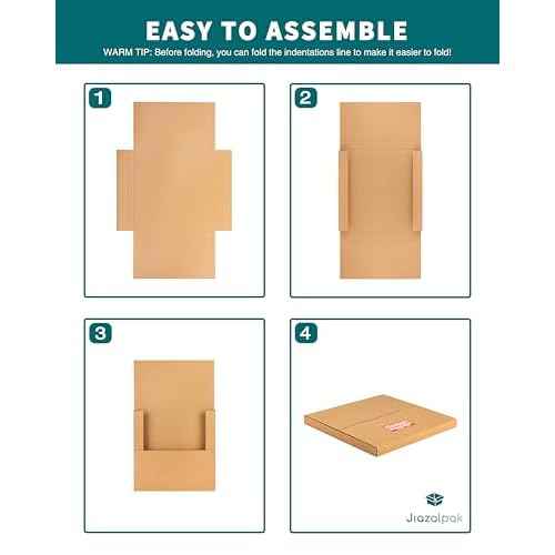 12" Vinyl Record Mailers, 12.8"L x 12.8"W x 1"D LP Albums Corrugated Shipping Boxes with Fragile Stickers, Multi-Depth Easy-Fold, Brown, 25 Pack