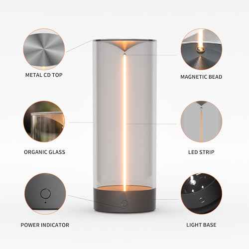 AUGE LIGHT Minimalist Desk Lamp Cordless Table Lamp LED Rechargeable Modern Nightstand Lights Dimmable with 3 Levels for Gaming, Home Office, Bedroom, Living Room, Kitchen, Bar
