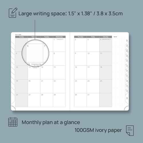 POPRUN 2026 Planner (Medium - 6.5'' x 8.5'') - 2026 Weekly Calendar ((Jan. 2026 - Dec. 2026) with Hourly Time Slots, Weekly/Monthly Appointment Book for Time Management - Leather Soft Cover - Brown