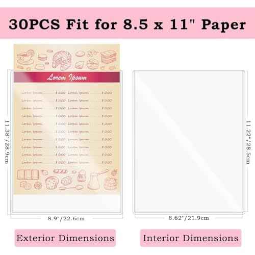 30PCS 8.5" x 11" Rigid Print Protectors, Clear Hard Plastic Page Sheet Protectors, Hard Plastic Sleeves for Paper Photo Poster, Document Holder Birth Certificate Protector