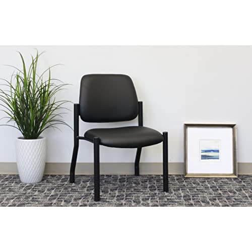 Boss Office Products Guest Chair 500 lb Weight Capacity, Black Vinyl Upholstered Chair