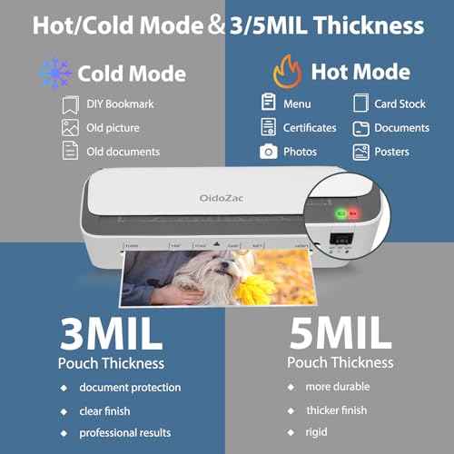 Laminator Machine, 11 in 1 Laminating Never Jam Technology with 36 Laminating Sheets, 9 Inch Thermal Laminator A4 Laminating Machine Hot & Cold with Paper Trimmer for Home Office School