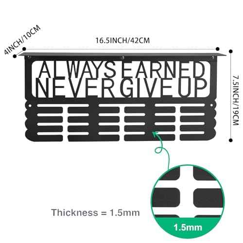 Upgraded Medal Display with Trophy Shelf & Ribbon Holder - Wall Mount Sports Medal Hanger with Motivational Words for Basketball, Gymnastics, Softball, Soccer, Swimming Awards