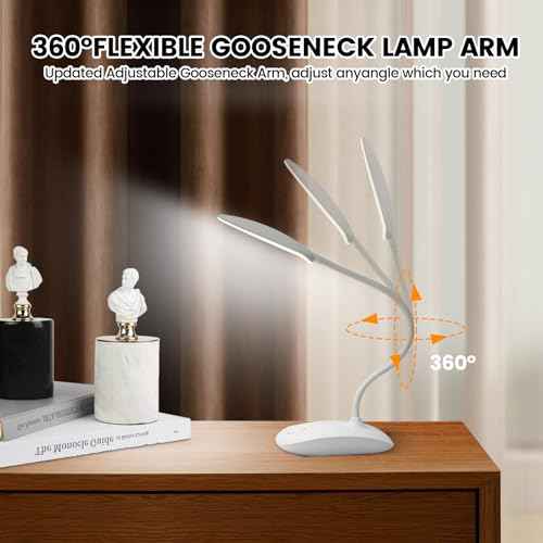 Battery Powered Desk Lamp, Portable Lamps Rechargeable 3 Color Modes Touch Control Stepless Dimming, Wireless Desk Lamp with 2000mAh, Small LED Table Light for Dorm Study Office Bedroom,Black