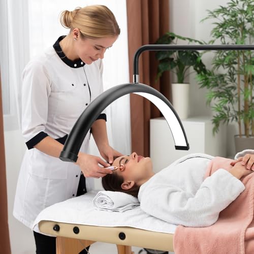 22-inch Half Moon Lash Lamp for Eyelash Extensions & Estheticians, Dimmable LED Lash Light, Shadow-Free Moon Light for Lash Tech, Adjustable Eyelash Lamp with Rotating Head (Black)