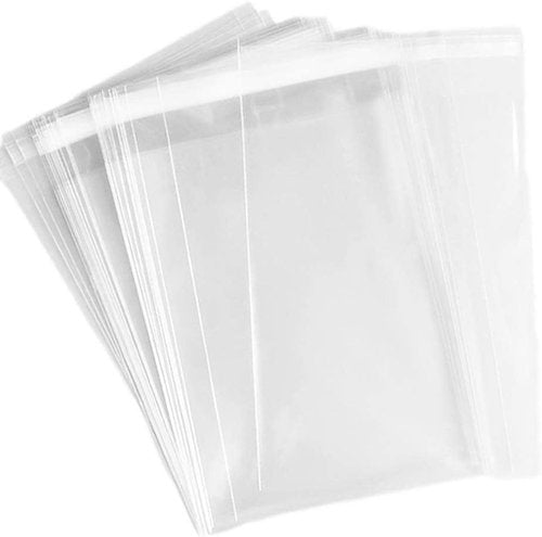 Delatanus Clear Cellophane Shirt Bags - 10x13 Inch Plastic Sleeves for T-Shirts | 48 Pcs Party Favor