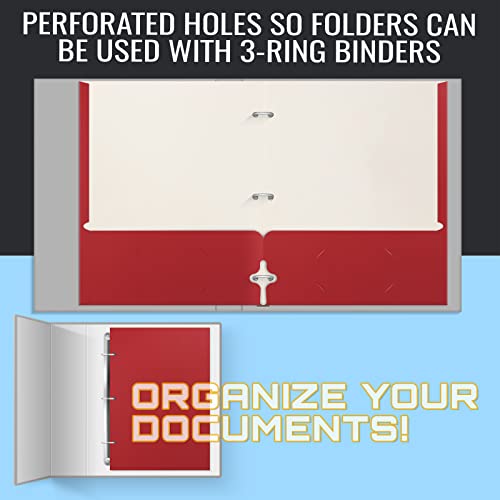 Better Office Products Red Two Pocket Portfolio Folders – Letter Size, 50-Pack