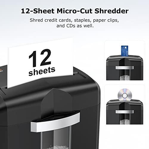 Bonsaii 12-Sheet Micro Cut Heavy Duty Paper Shredder - Black for Home Office