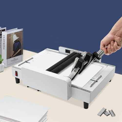 Booklet Folding Binding Machine, A3 Paper Folding Binding Machine 110V 2 in 1 Multifunctional Automatic Book Maker Stapling Max 11.7" ¡¿ 16.5" Paper Folding for Schools Print Stores Offices