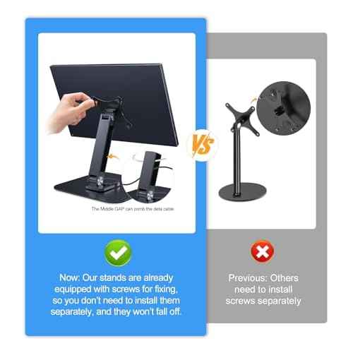 Portable Monitor Stand VESA 75x75mm Holes M4 Anti-Loss Screws, Aluminum Alloy Base, Fits 7"- 18", 15.6" 16" 17" 17.3" 18" Inch Small Monitors Lay Flat, Black Desk Mount (Not Fits100x100mm)