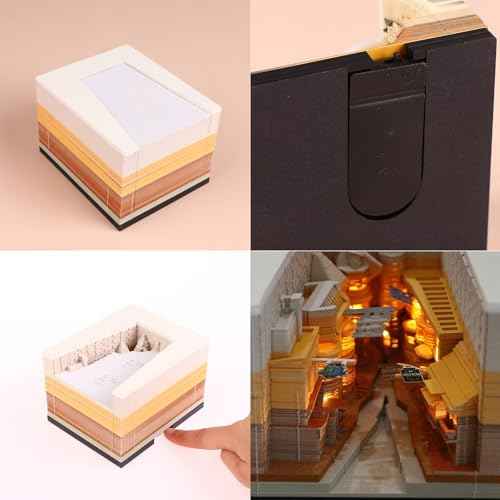 Time Piece Calendar 2026 Desk Calendar with LED Light 3D Tear-away Paper Carving Art Memo Pad Notepad Gift for Christmas Housewarming Desktop Decoration (With Calendar & Light)