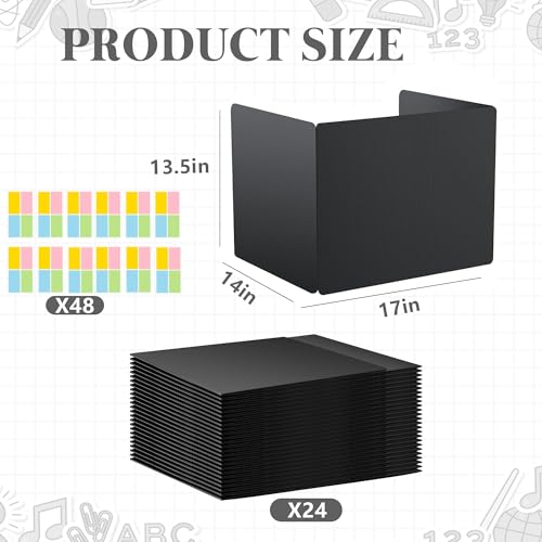 24 Pack Black Desk Dividers for Students Privacy Folders - EUVBOKW