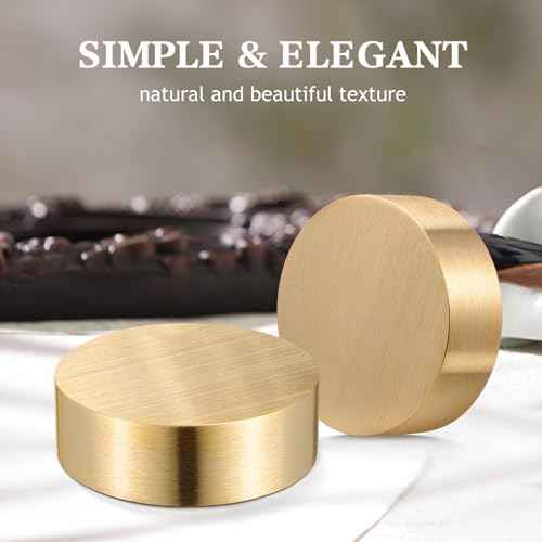 TEHAUX 4pcs Brass Paper Weight, 1.6 inch Small Round Block Paperweight for Chinese Calligraphy - Heavy Duty Paper Holder for Office Desk Men Chinese Painting Sumi Practice