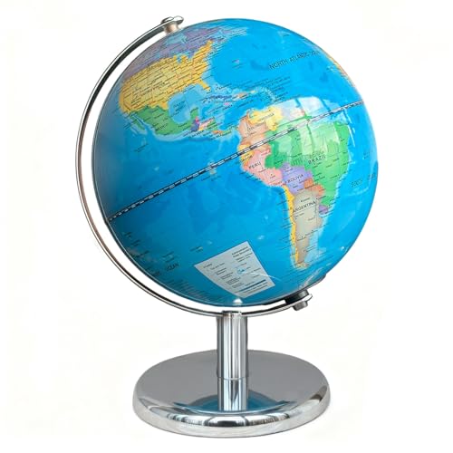 8-Inch Illuminated Globe for Kids with Metal Base | Educational & Night Light