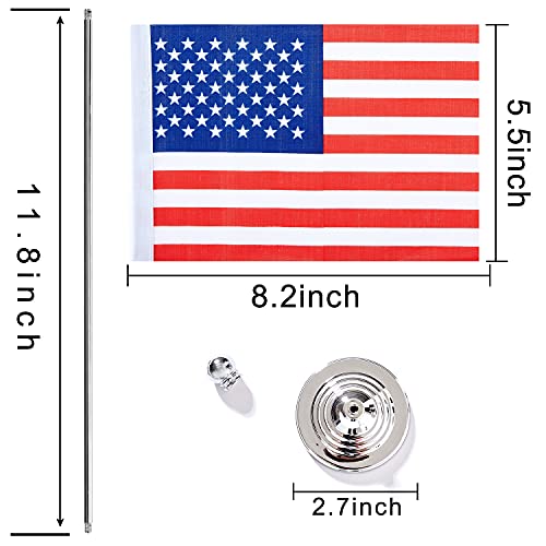 USA Flag Table Flags 2 Pack Mini Desk Flags with Stand for 4th of July & Veteran's Day