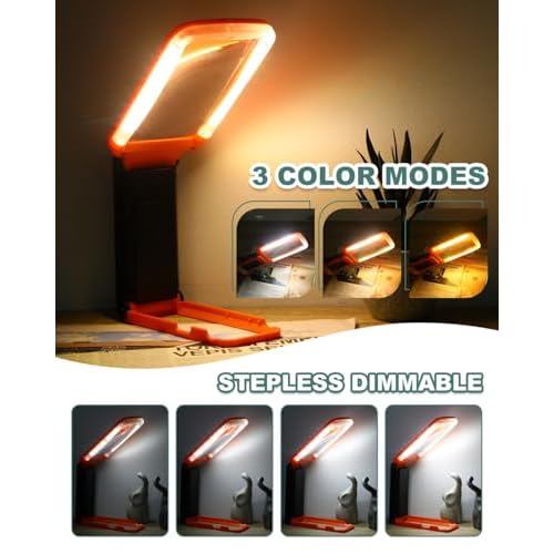 10X Magnifying Glass with Light and Stand, Rechargeable Folding Handheld Real Glass Magnifier, 3 Color Modes Dimmable Lighted Page Magnifier for Reading Small Prints, Seniors with Macular Degeneration