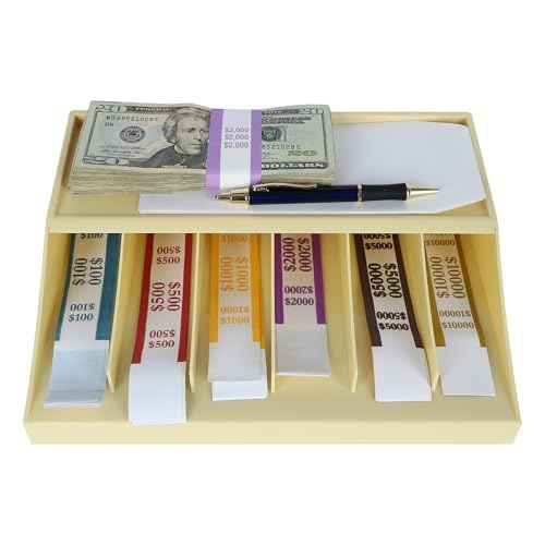 BankSupplies Bill Strap Rack Champagne Money Band Organizer Durable 6-Compartment Holder for Casinos, Banks, and Retailers