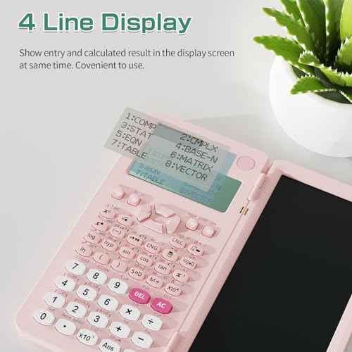 Rechargeable Scientific Calculator for Students, Pink 991ES MAX Foldable Science Calculator with Notepad 417 Function Solar Energy Science Calculators for Middle and High School Supplies (Pink)