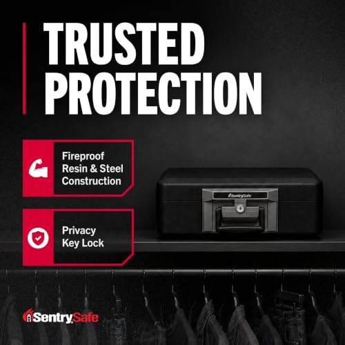 SentrySafe Fireproof Safe Box with Key Lock, 0.25 cu ft, Fire-Resistant Chest for Documents & Valuables